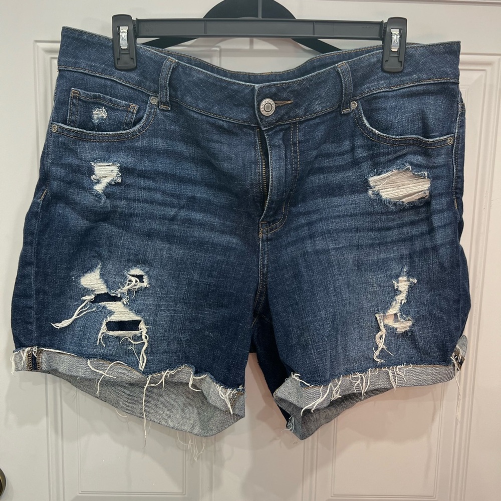 Maurices Dark Blue Distressed Jean Shorts